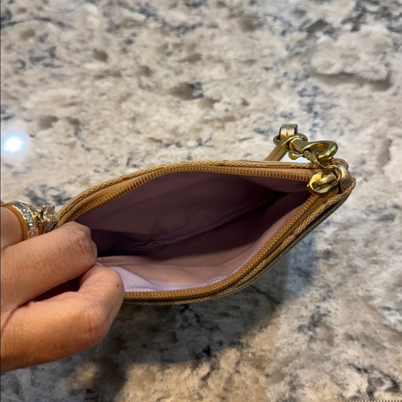 COACH SIGNATURE C Tan Wristlet With Leather Trim And Signature Pattern - Picture 6 of 11